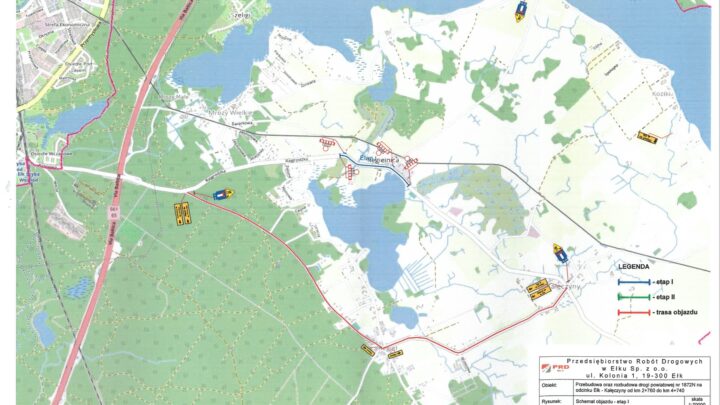 Czasowa organizacja ruchu na drodze Ełk – Kałęczyny. Kierowców czekają utrudnienia